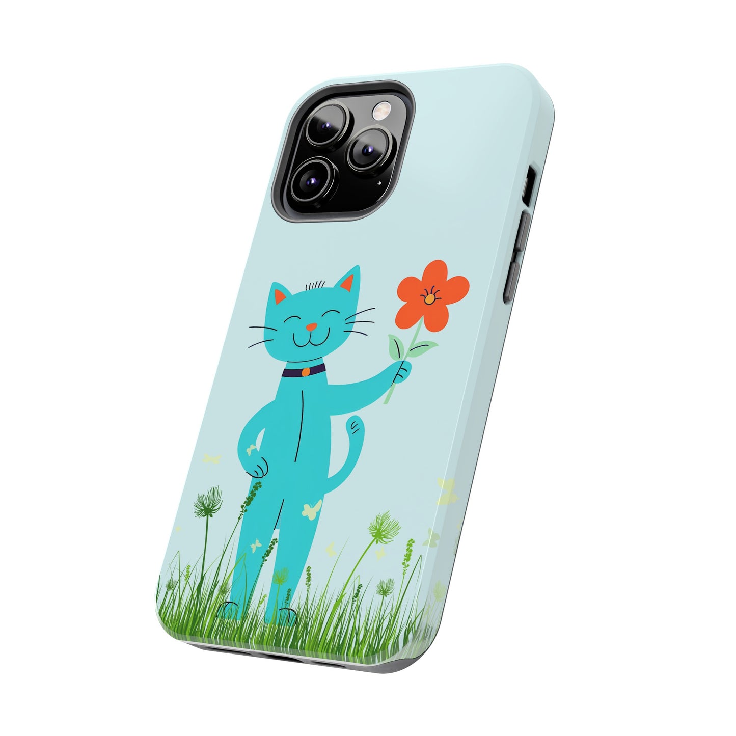 Happy Cat Giving You a Flower iPhone Case