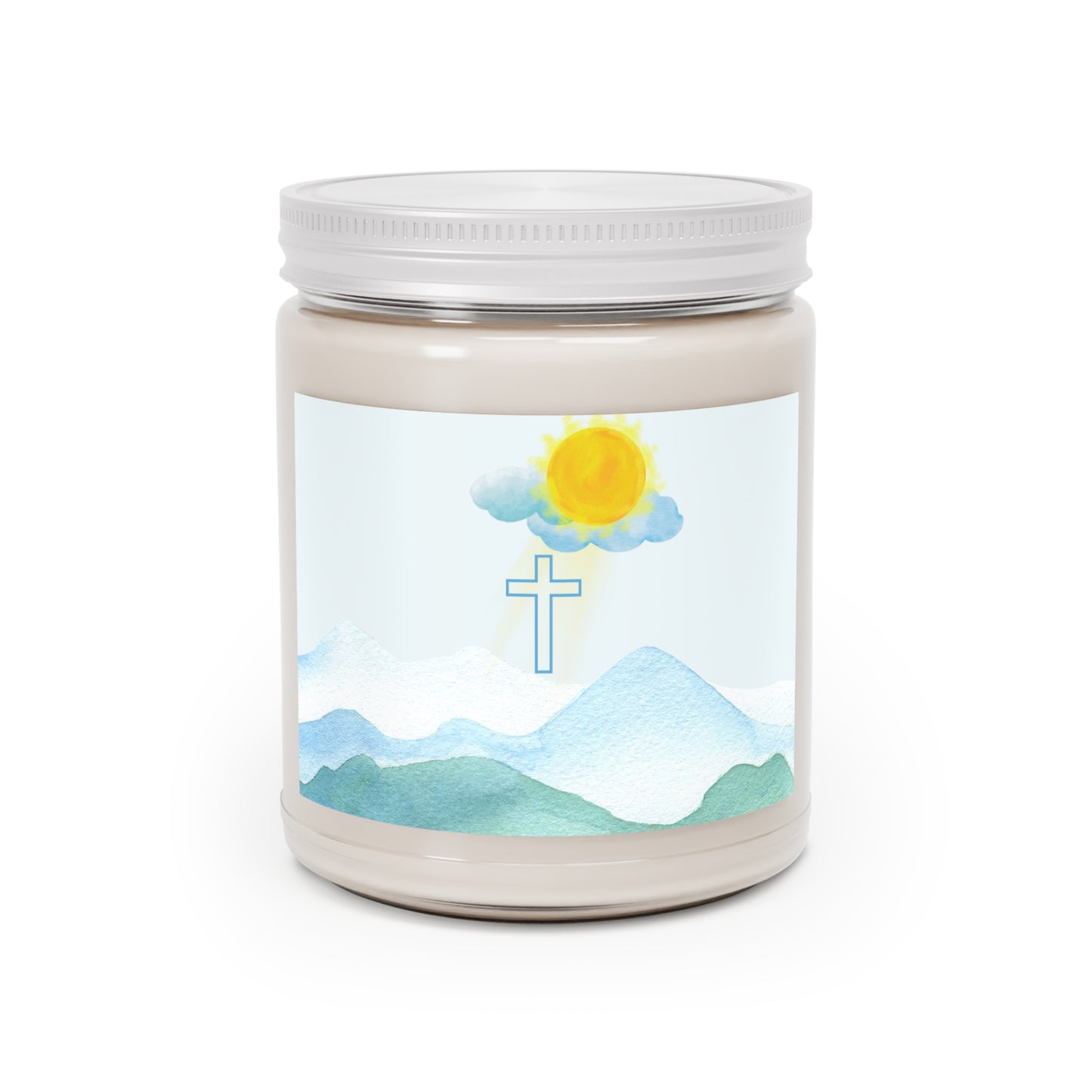 Sunrise Mountain Scene Cross Scented/Unscented Soy Candle