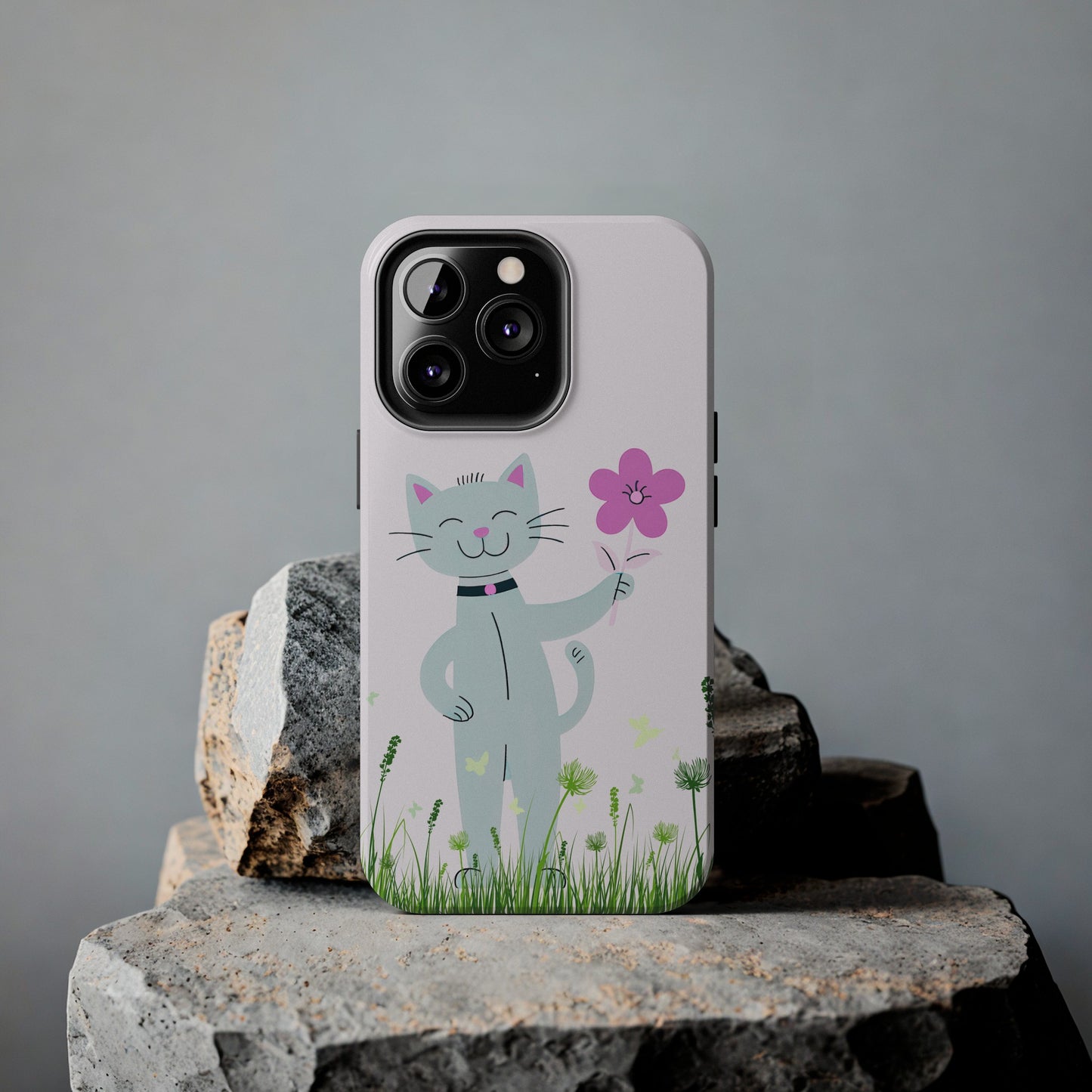 Happy Cat Giving You a Flower iPhone Case