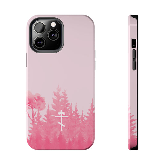 Orthodox Cross Pink Forest iPhone Case