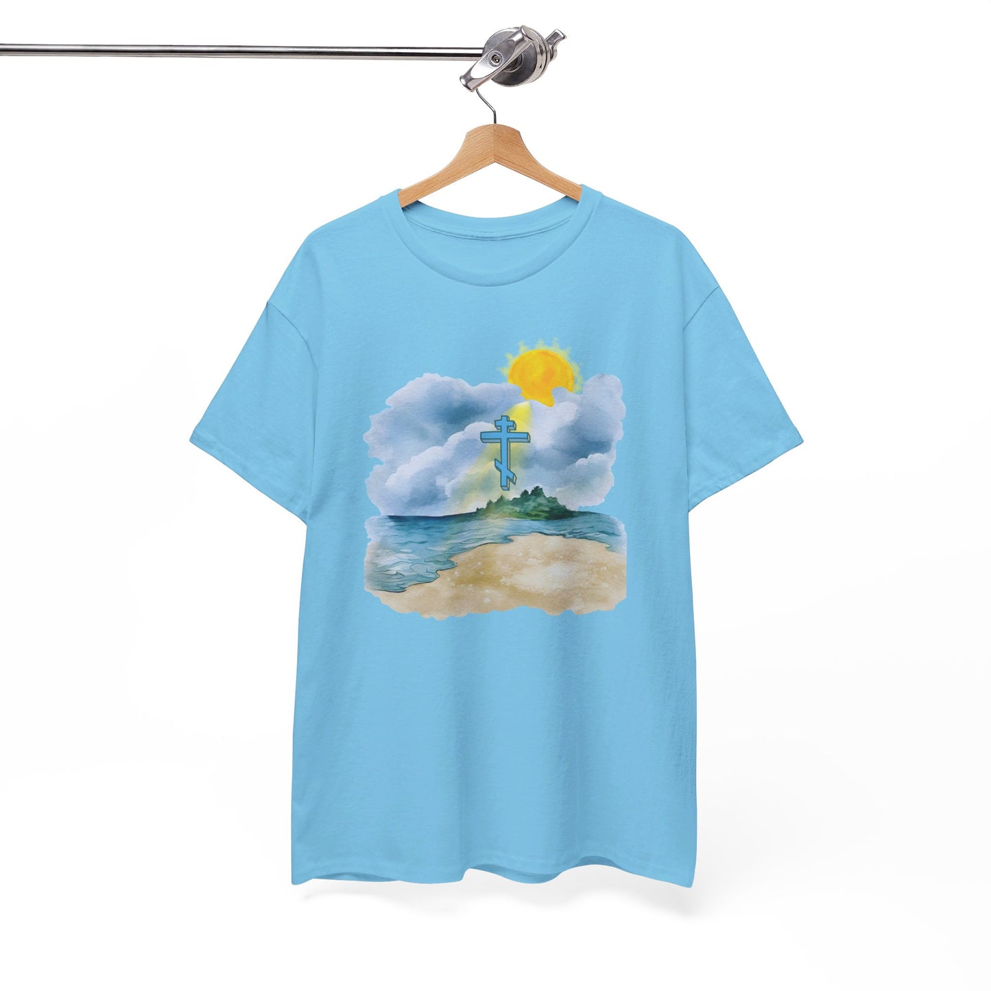 Orthodox Cross Beach Scene T-Shirt