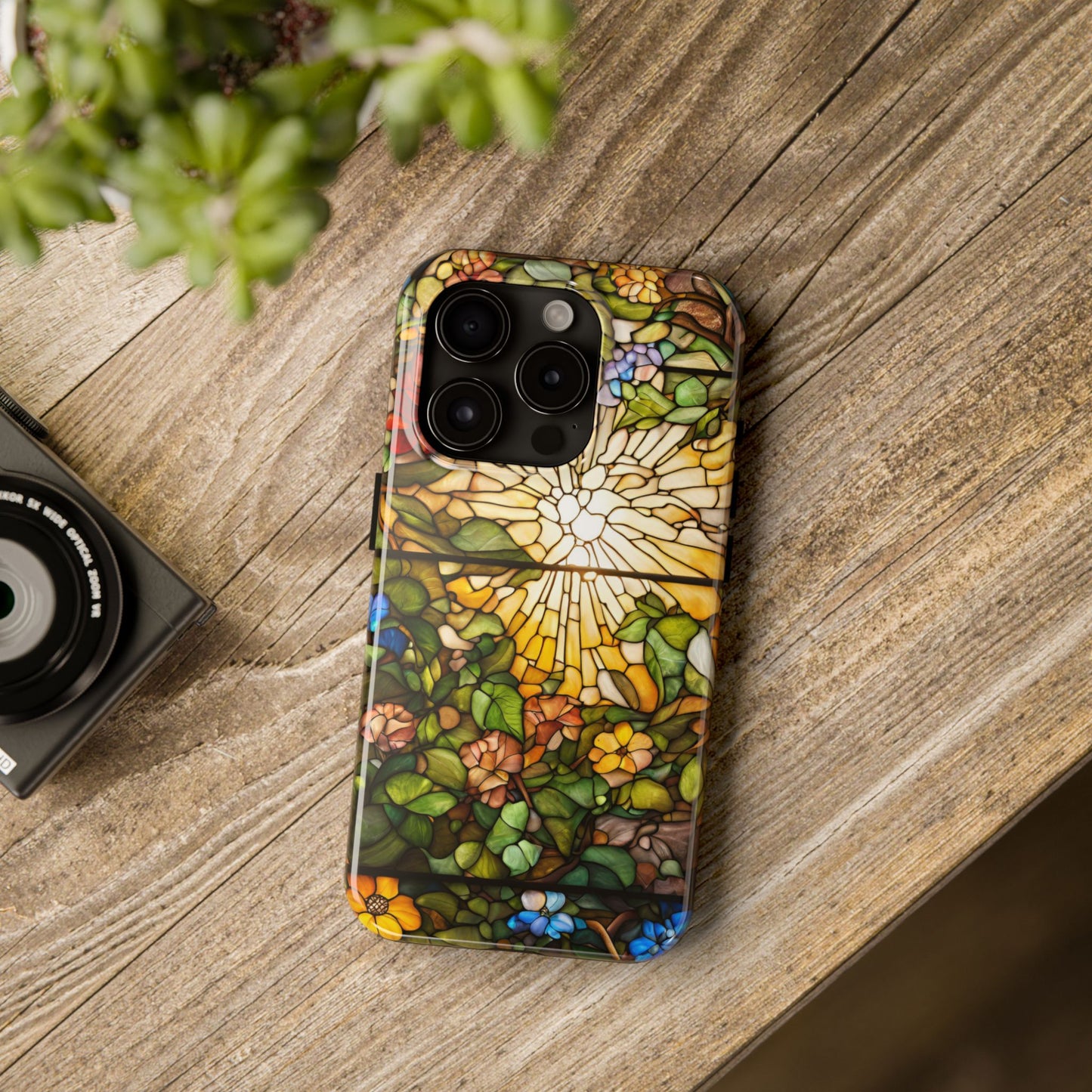 Floral Nature Sunshine iPhone Case - Stained Glass Effect