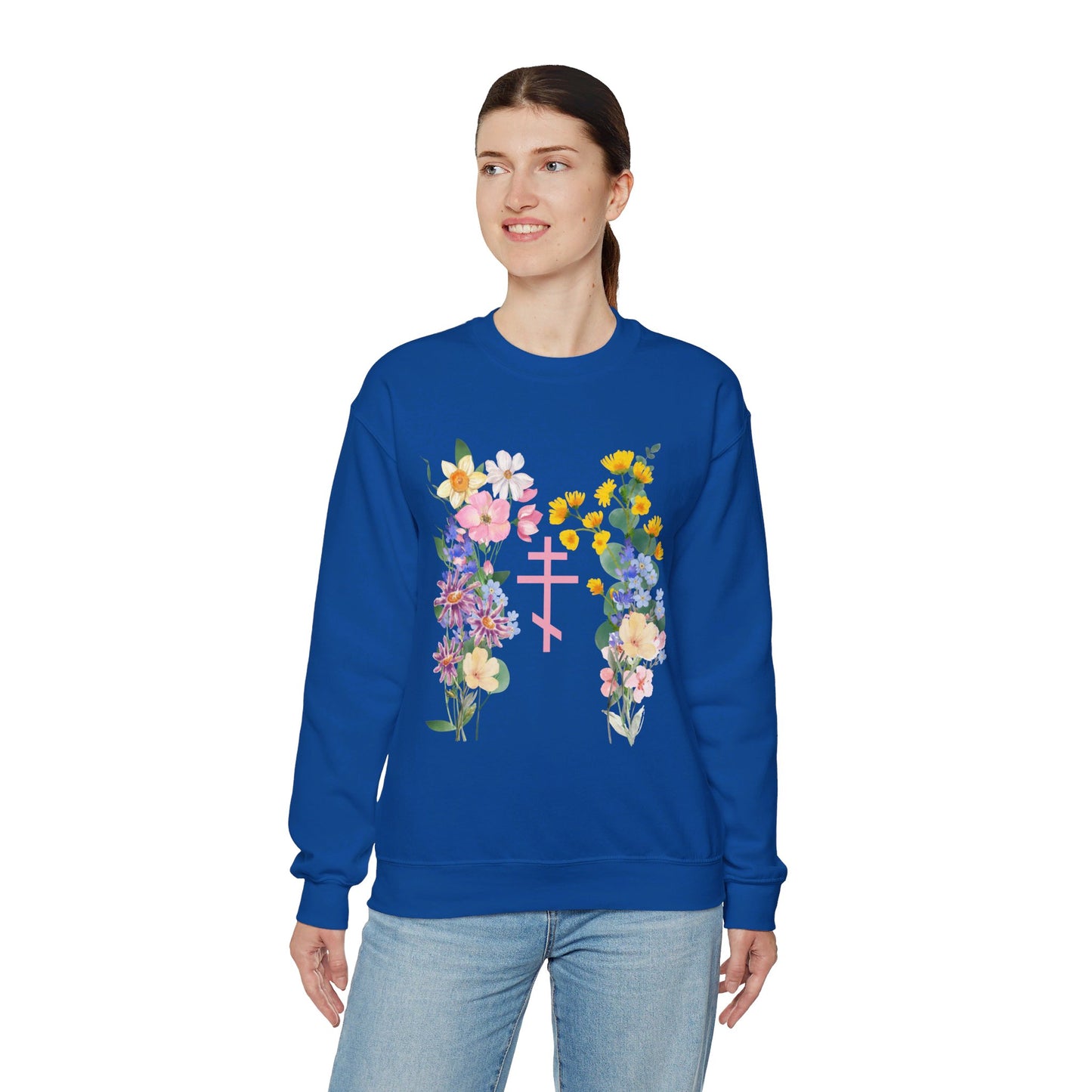 Wildflower Orthodox Cross Crewneck Sweatshirt