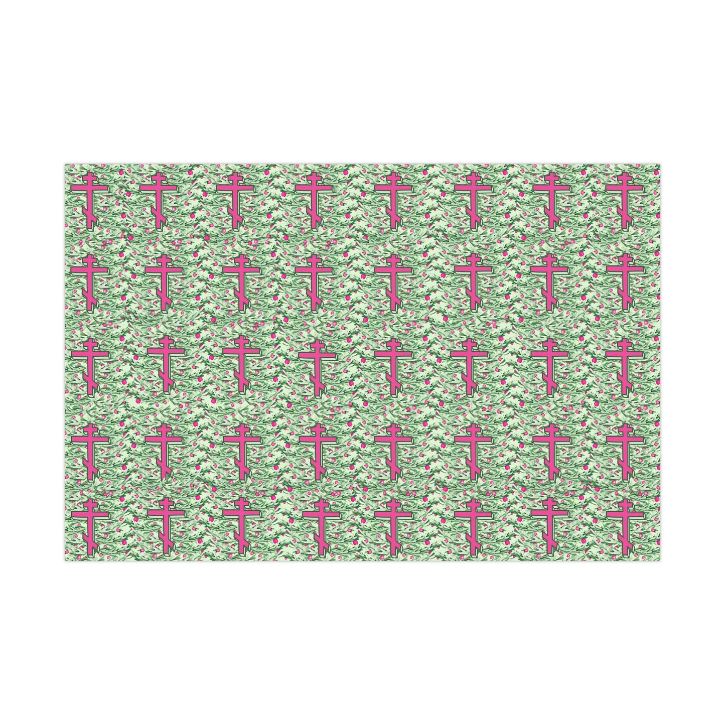 Orthodox Cross Evergreen Garlands Gift Wrap Papers