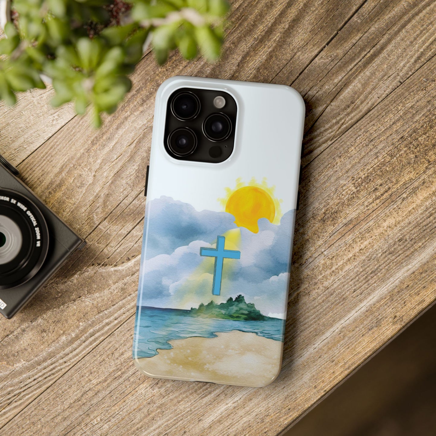 Cross Beach Scene Tough iPhone Case