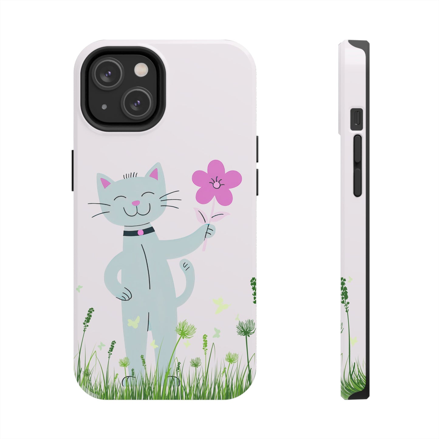 Happy Cat Giving You a Flower iPhone Case