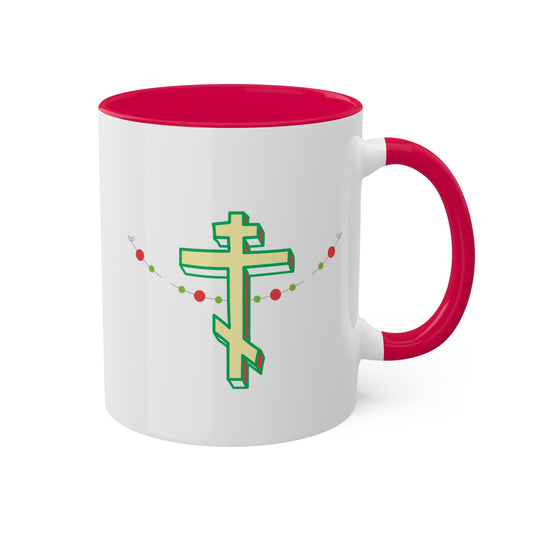 Garland of Lights Orthodox Cross Christmas Mug