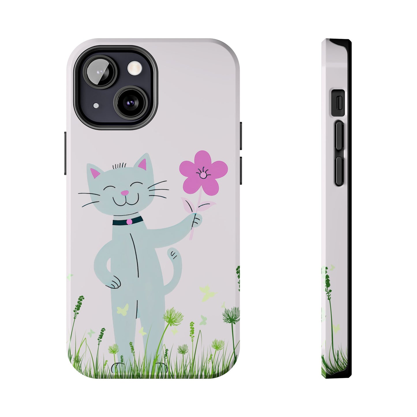 Happy Cat Giving You a Flower iPhone Case