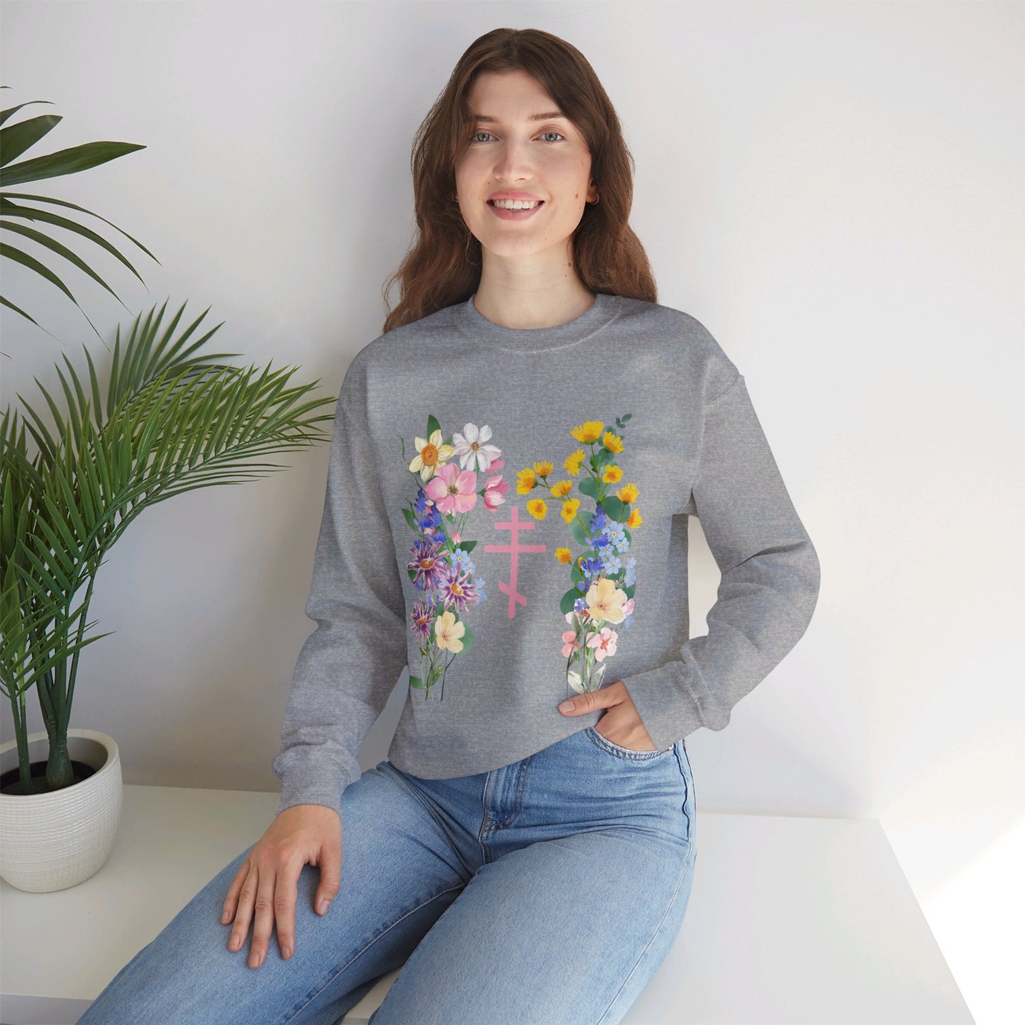 Wildflower Orthodox Cross Crewneck Sweatshirt