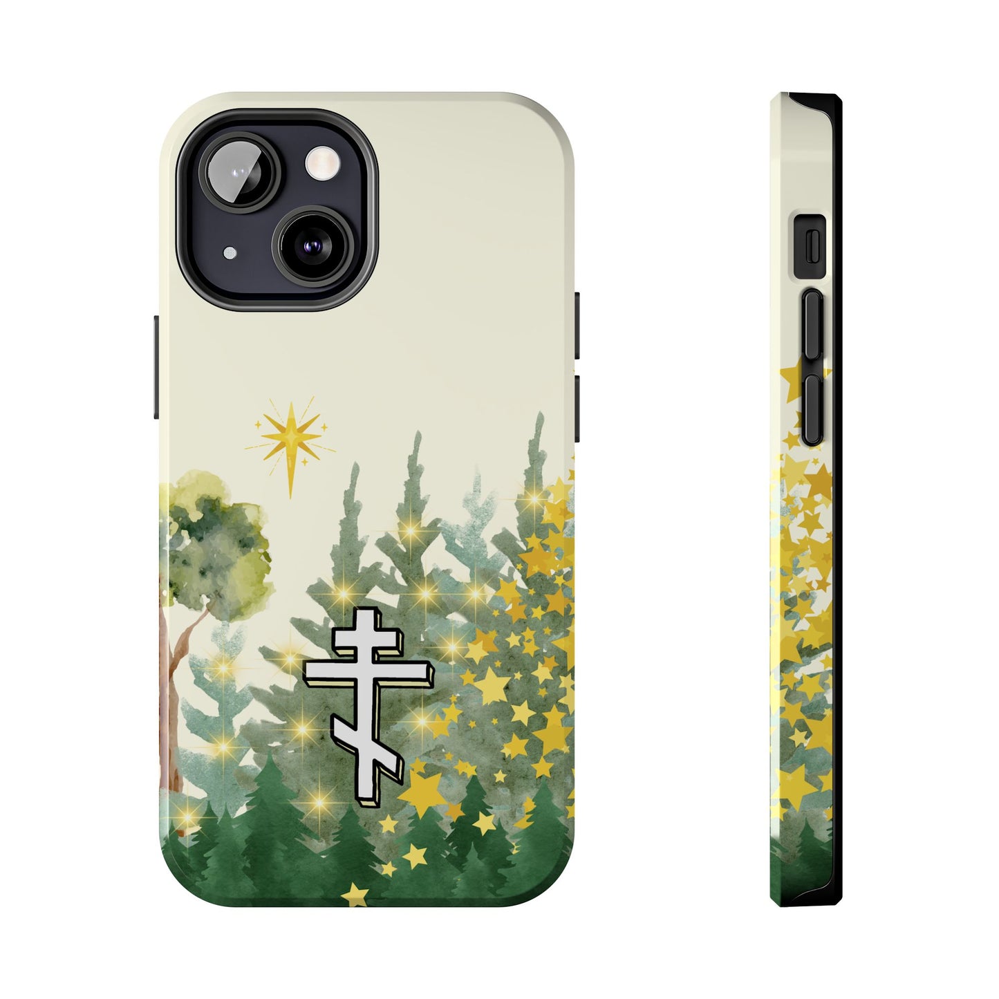 Orthodox Cross Christmas Forest Star Lights Tough iPhone Case