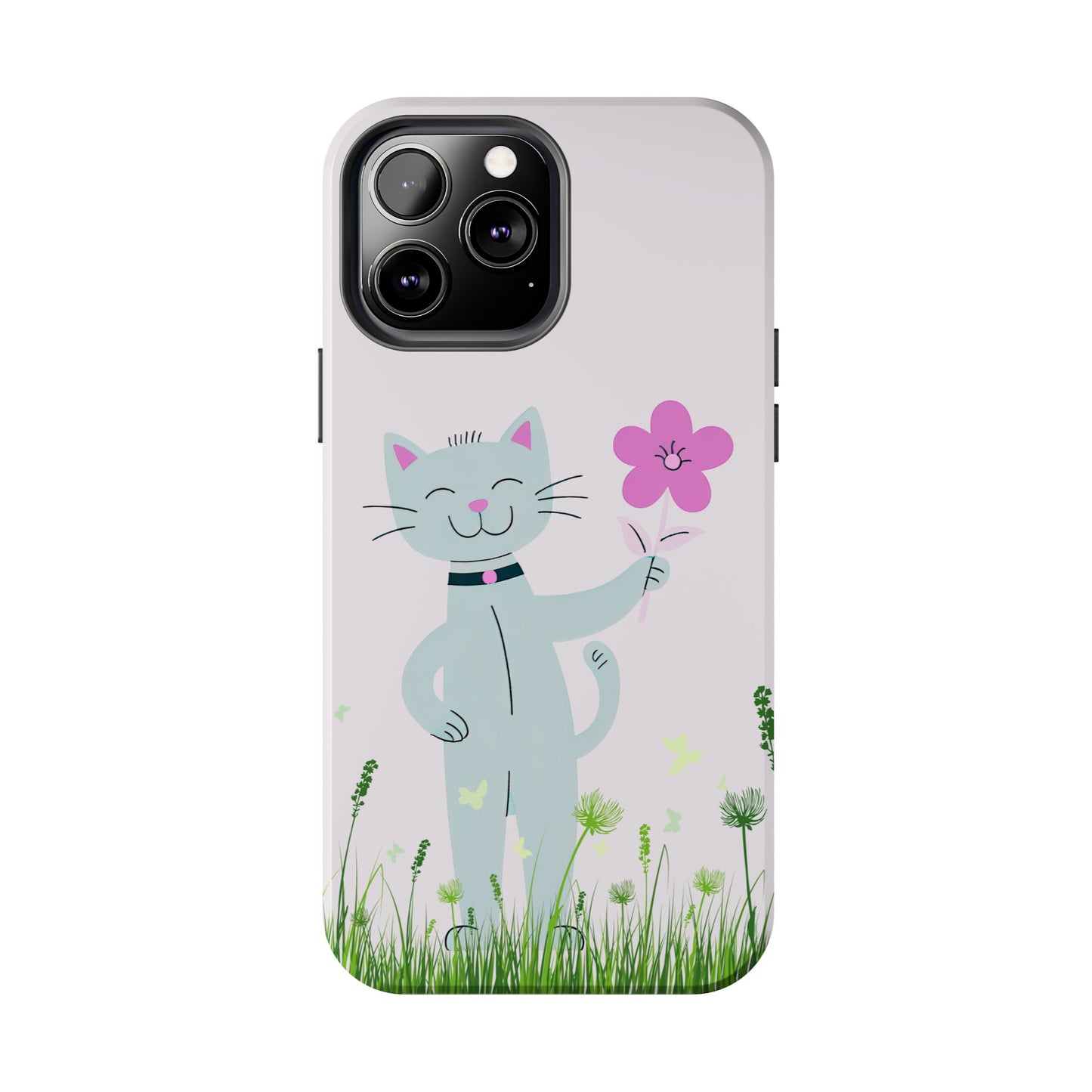 Happy Cat Giving You a Flower iPhone Case