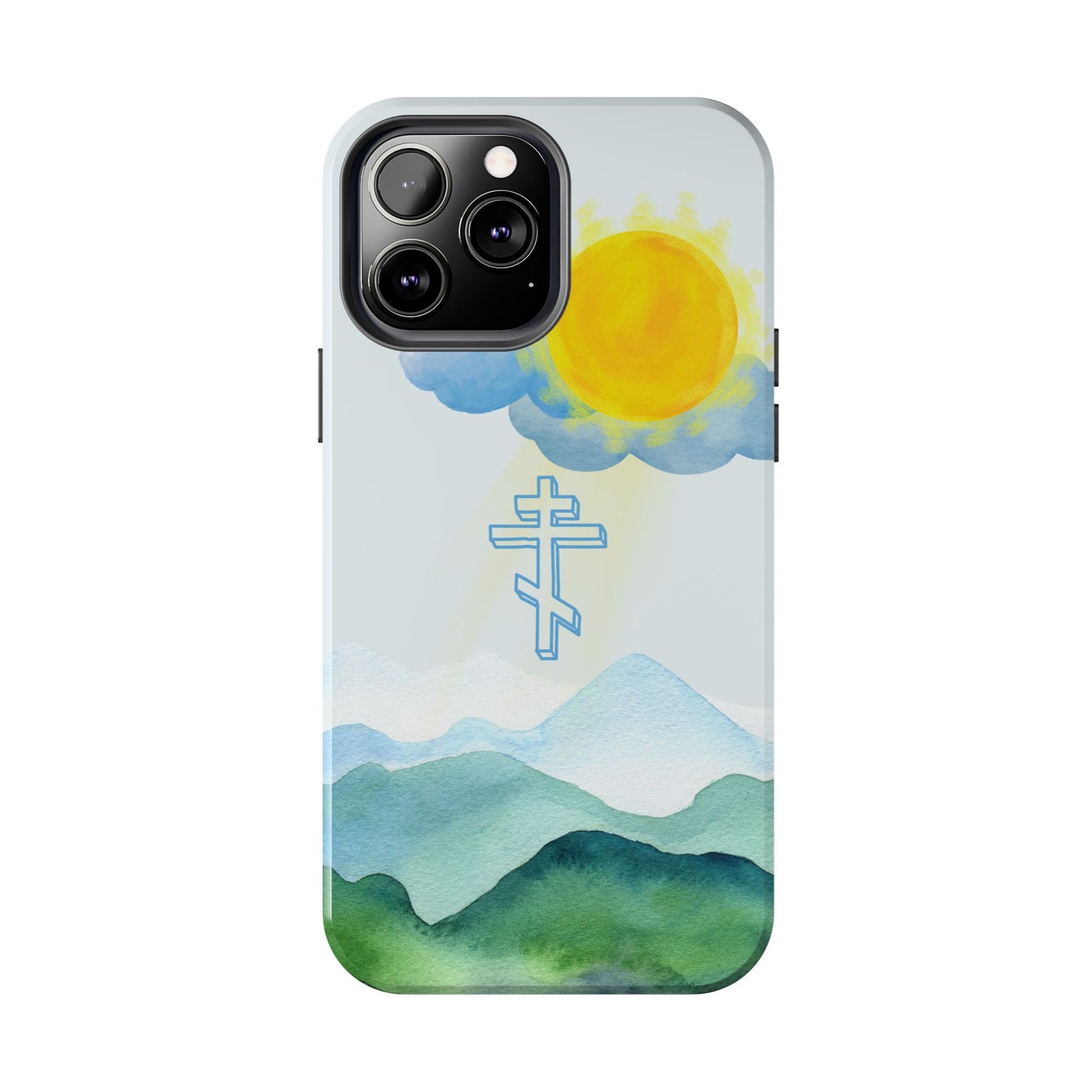 Sunrise Mountain Scene Orthodox Cross Tough iPhone Case