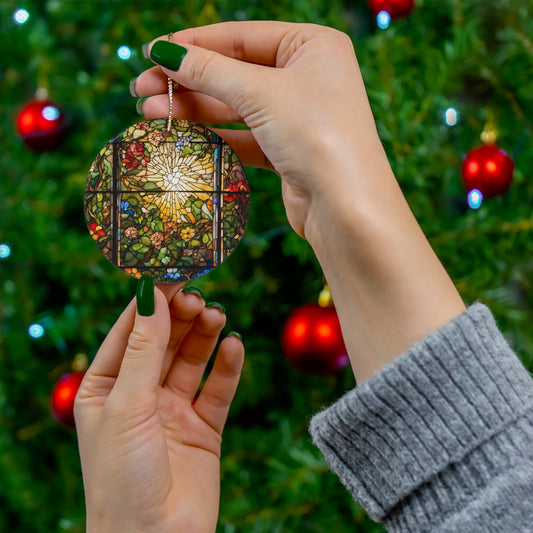 Stained Glass Effect Ceramic Ornament