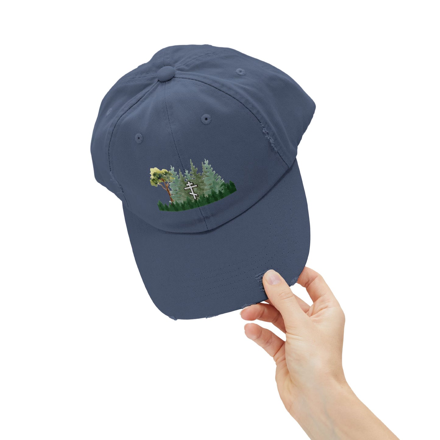 Orthodox Cross Green Forest Unisex Distressed Cap