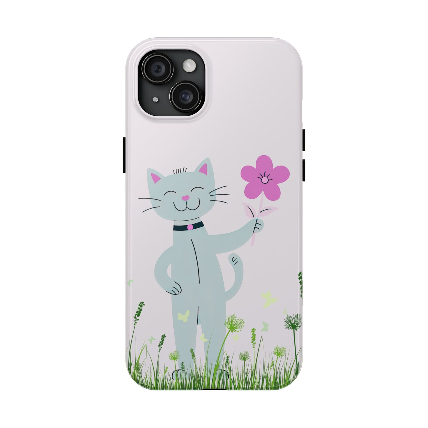 Happy Cat Giving You a Flower iPhone Case