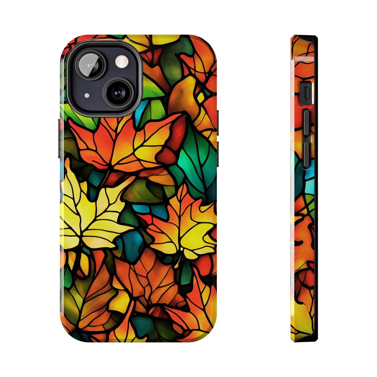 Fall Leaves iPhone Case Stained Glass Effect