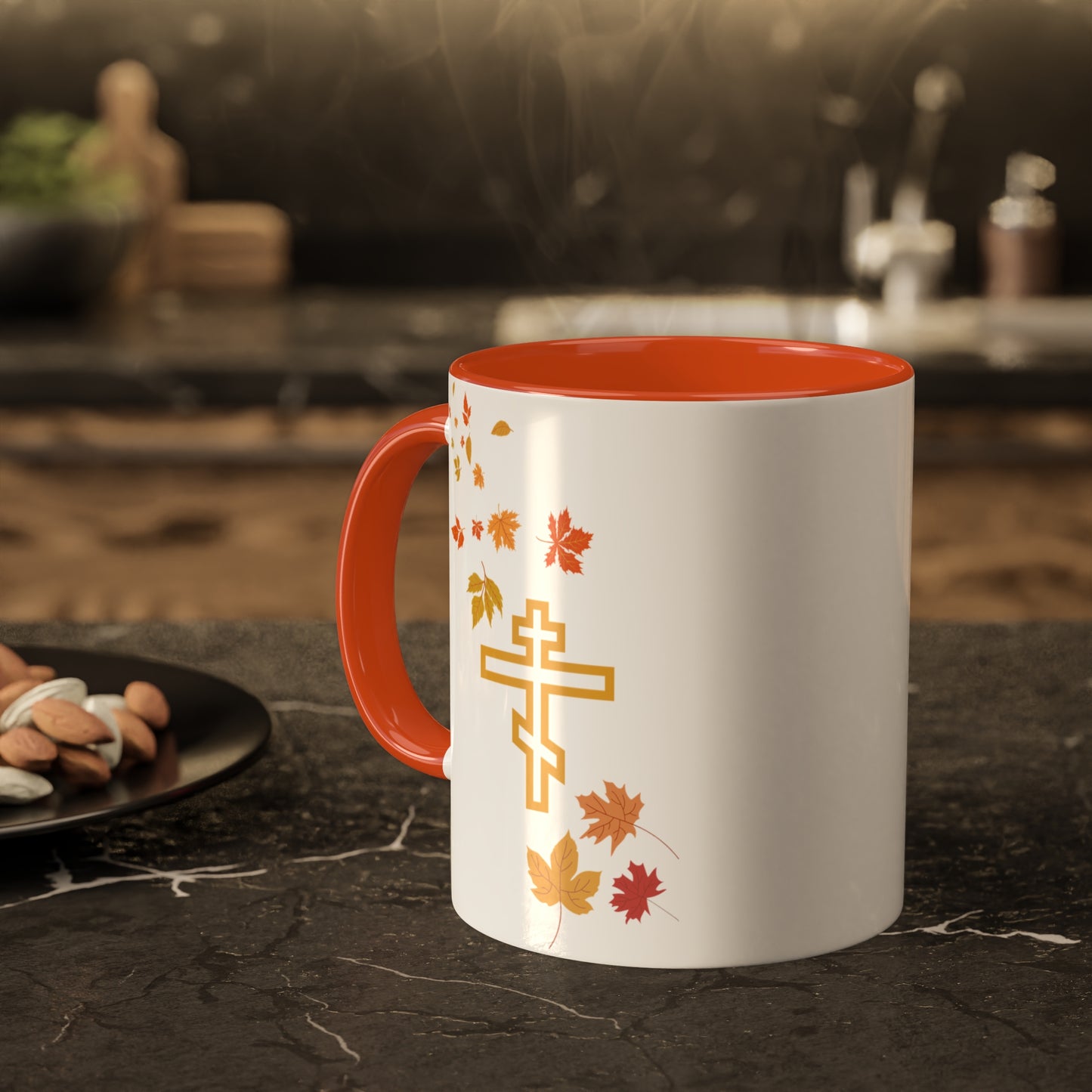 Autumn Leaves Orthodox Cross Coffee Mug