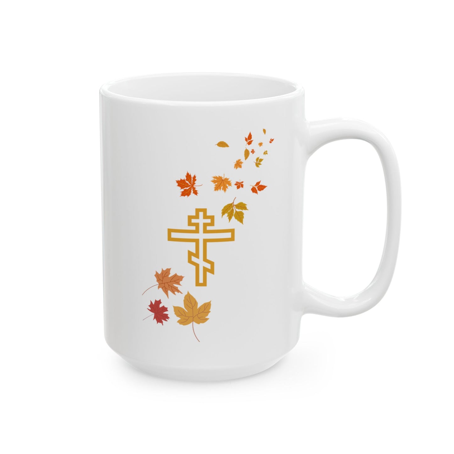 Autumn Leaves Orthodox Cross Coffee Mug