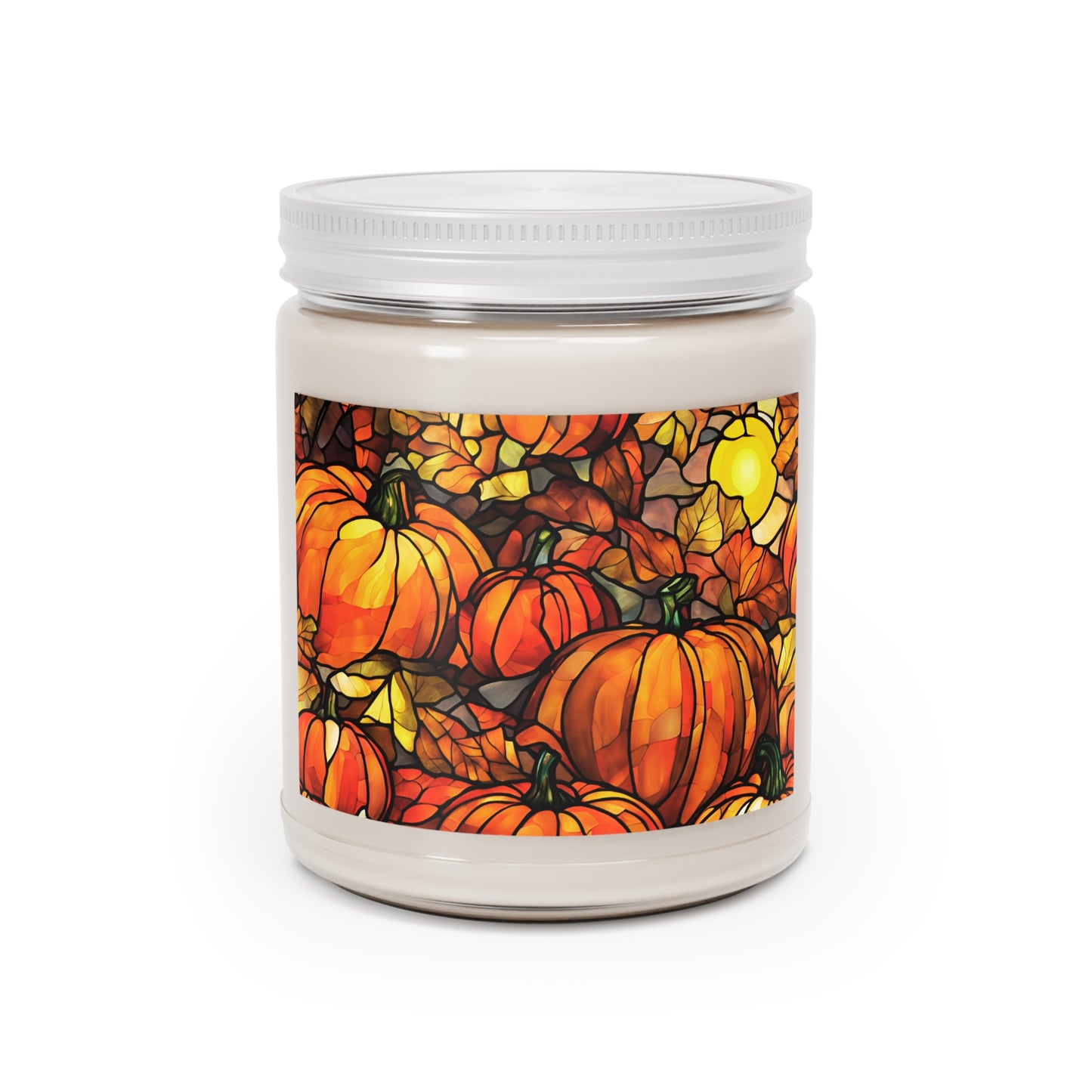 Fall Pumpkins Faux Stained Glass Scented / Unscented Soy Candle