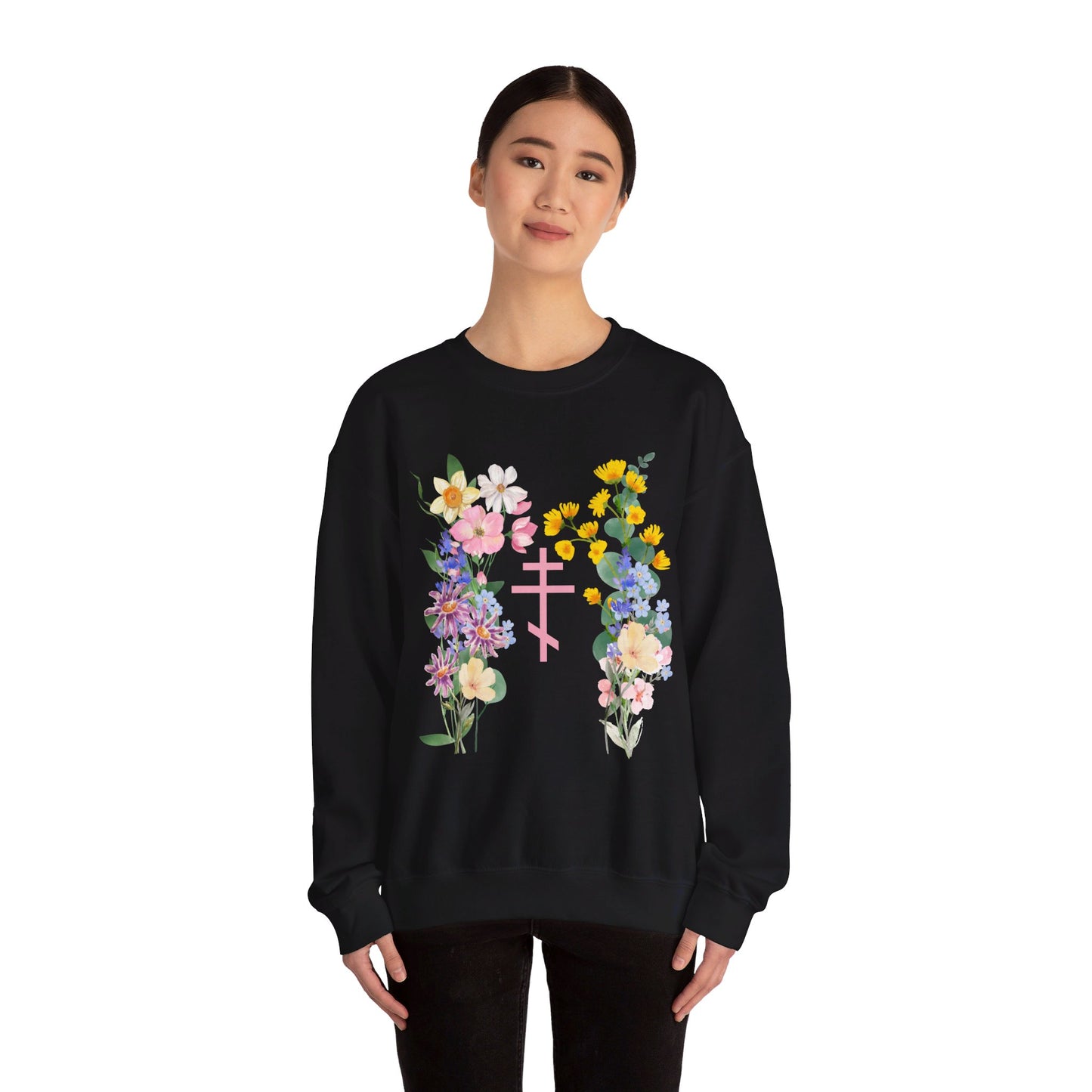 Wildflower Orthodox Cross Crewneck Sweatshirt