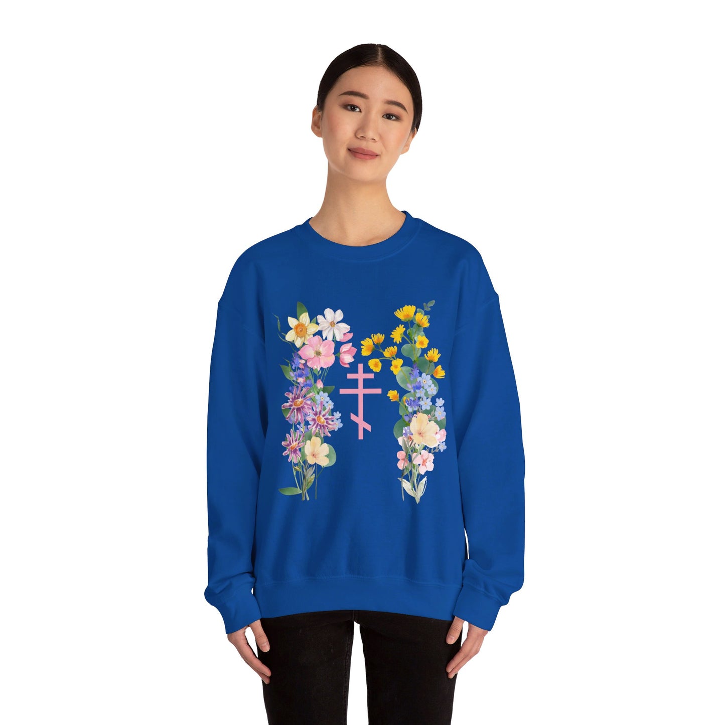 Wildflower Orthodox Cross Crewneck Sweatshirt