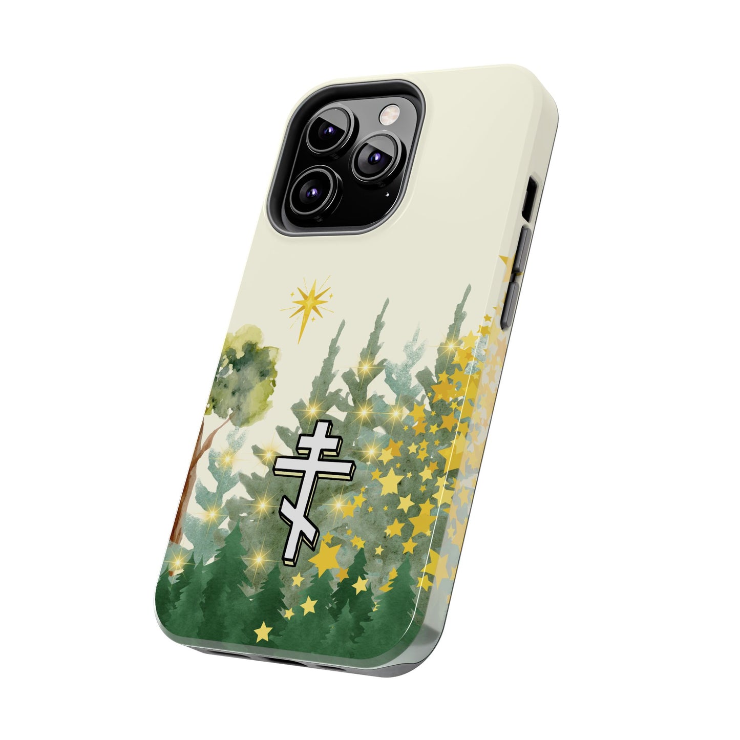 Orthodox Cross Christmas Forest Star Lights Tough iPhone Case