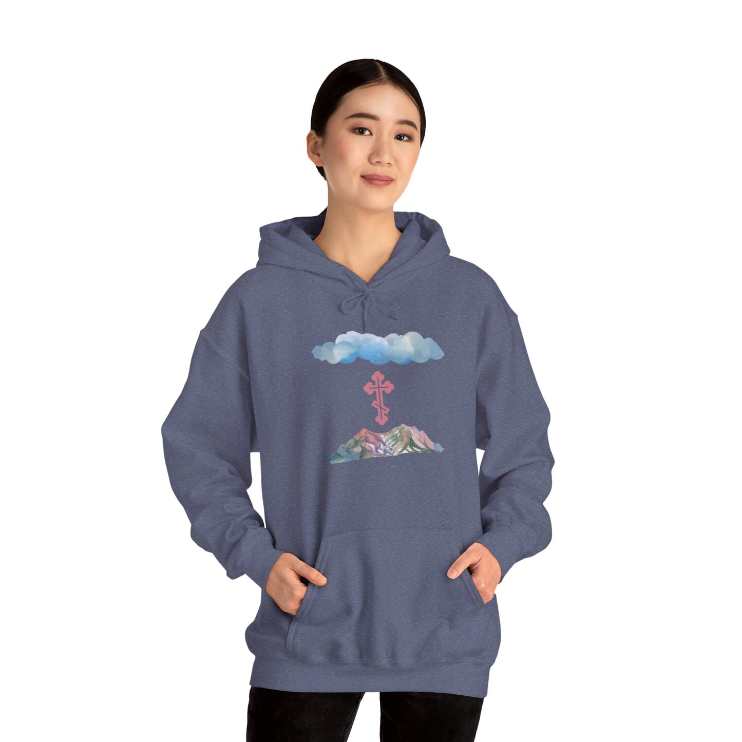 Orthodox Cross Mountain & Clouds Hoodie