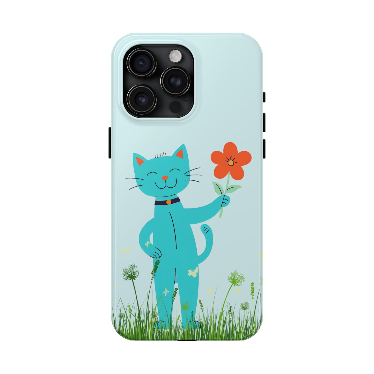 Happy Cat Giving You a Flower iPhone Case