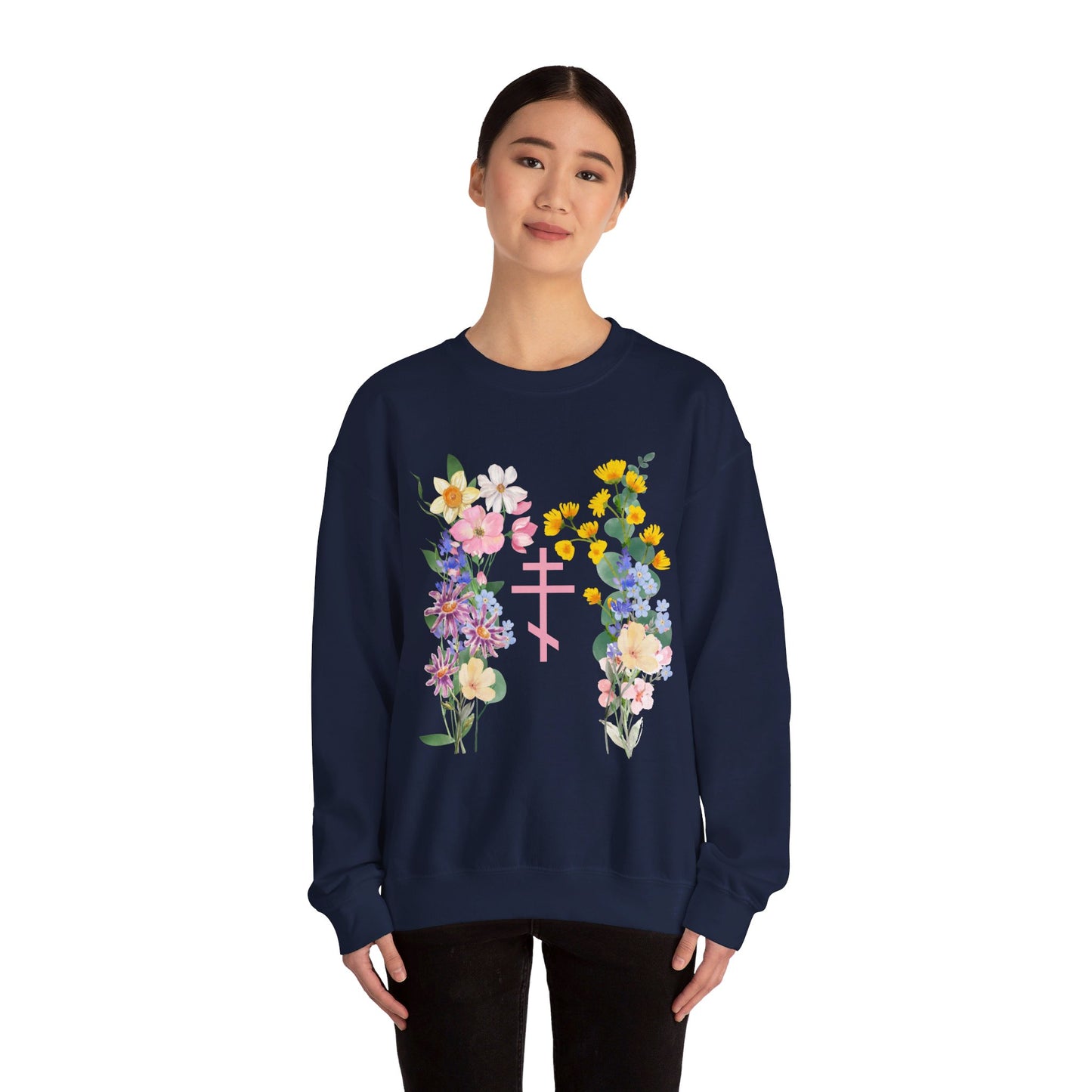 Wildflower Orthodox Cross Crewneck Sweatshirt