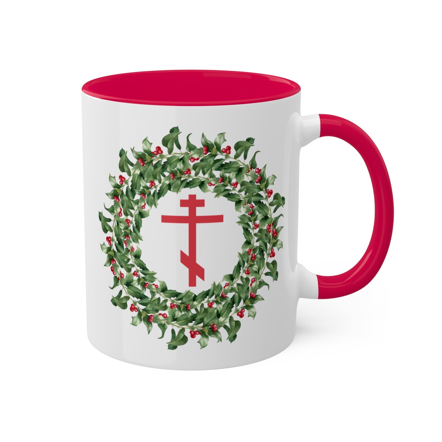 Orthodox Cross Christmas Wreath Mug