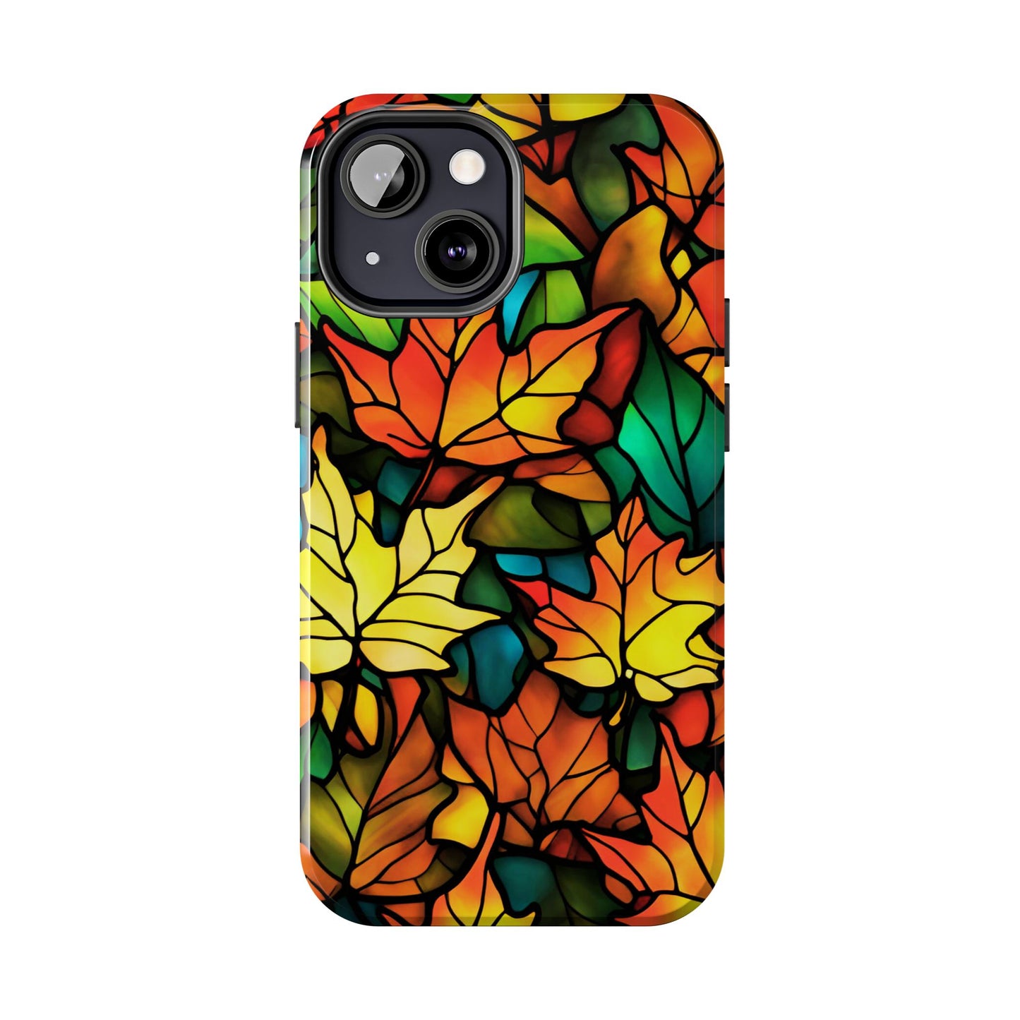 Fall Leaves iPhone Case Stained Glass Effect