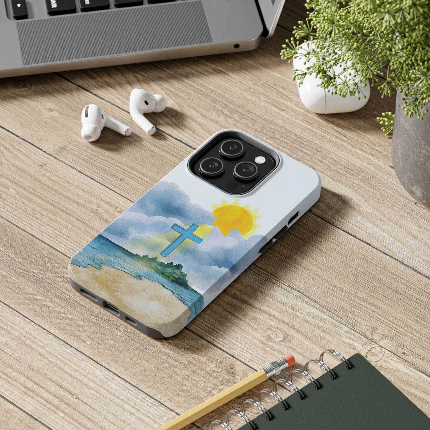 Cross Beach Scene Tough iPhone Case