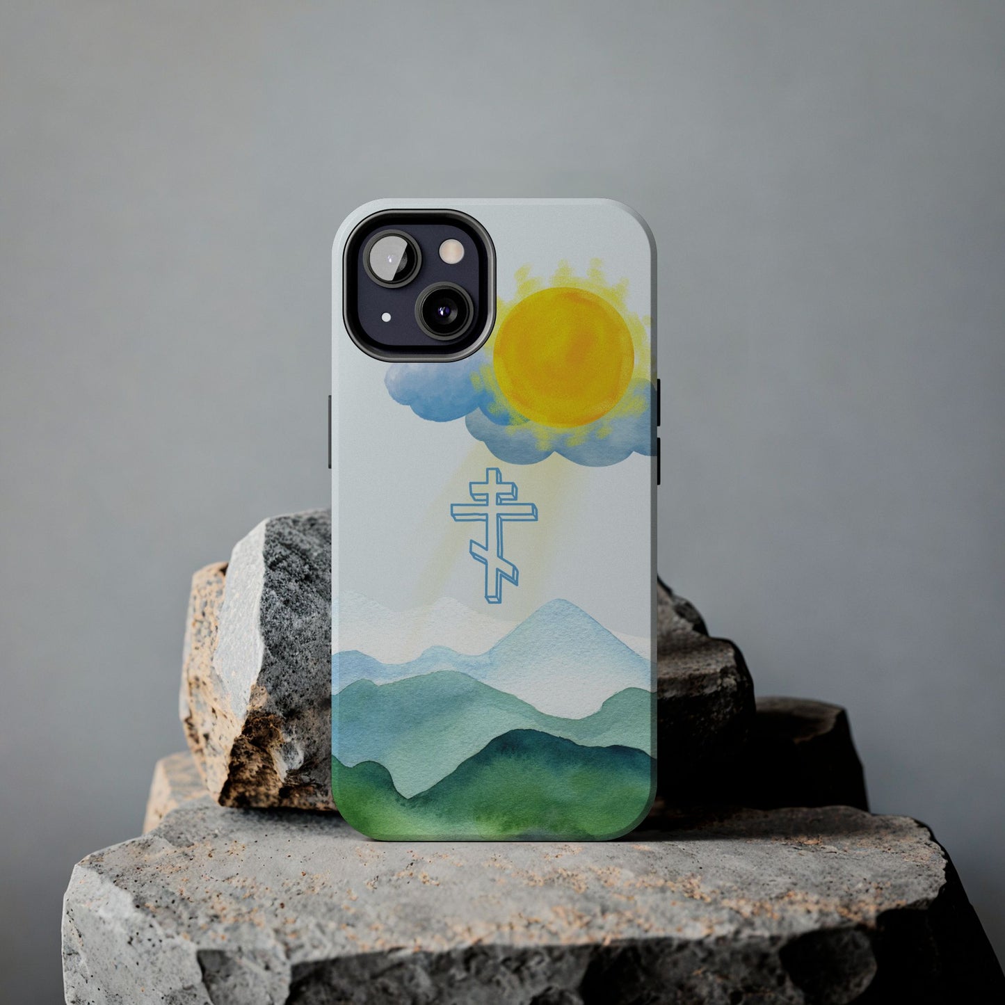 Sunrise Mountain Scene Orthodox Cross Tough iPhone Case