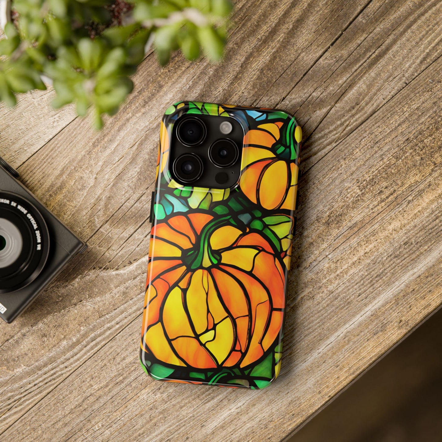 Pumpkin Fall iPhone Case Stained Glass Effect