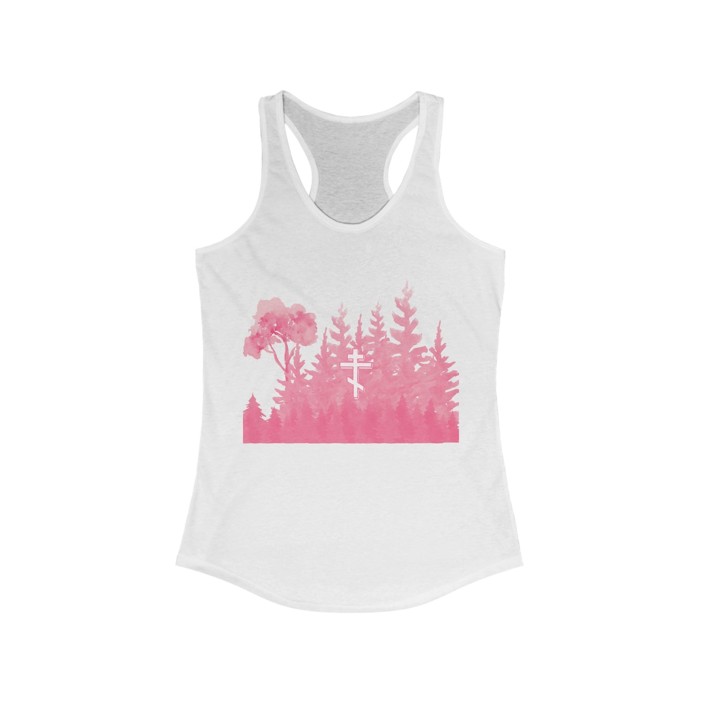 Orthodox Cross Pink Forest Racerback Tank Top