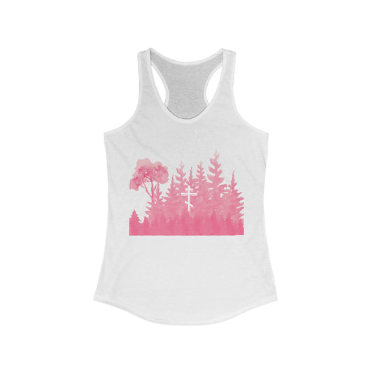 Orthodox Cross Pink Forest Racerback Tank Top