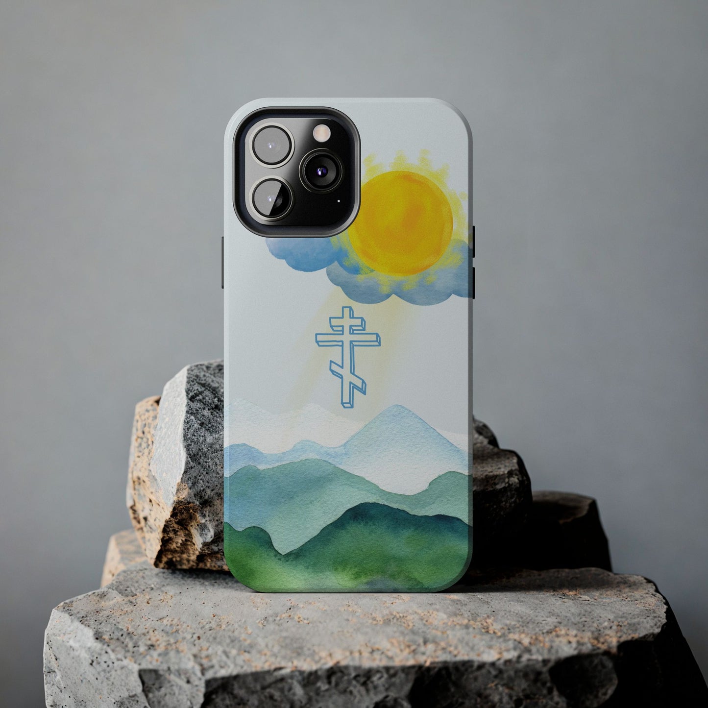 Sunrise Mountain Scene Orthodox Cross Tough iPhone Case