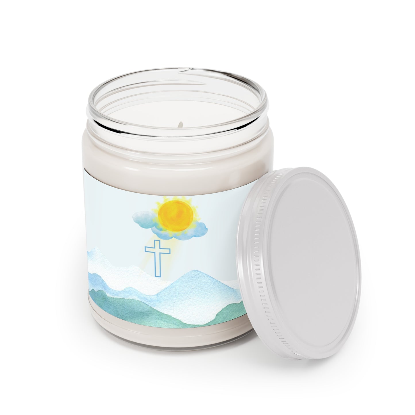 Sunrise Mountain Scene Cross Scented/Unscented Soy Candle