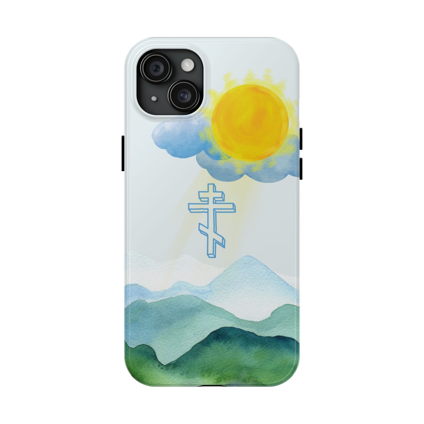 Sunrise Mountain Scene Orthodox Cross Tough iPhone Case