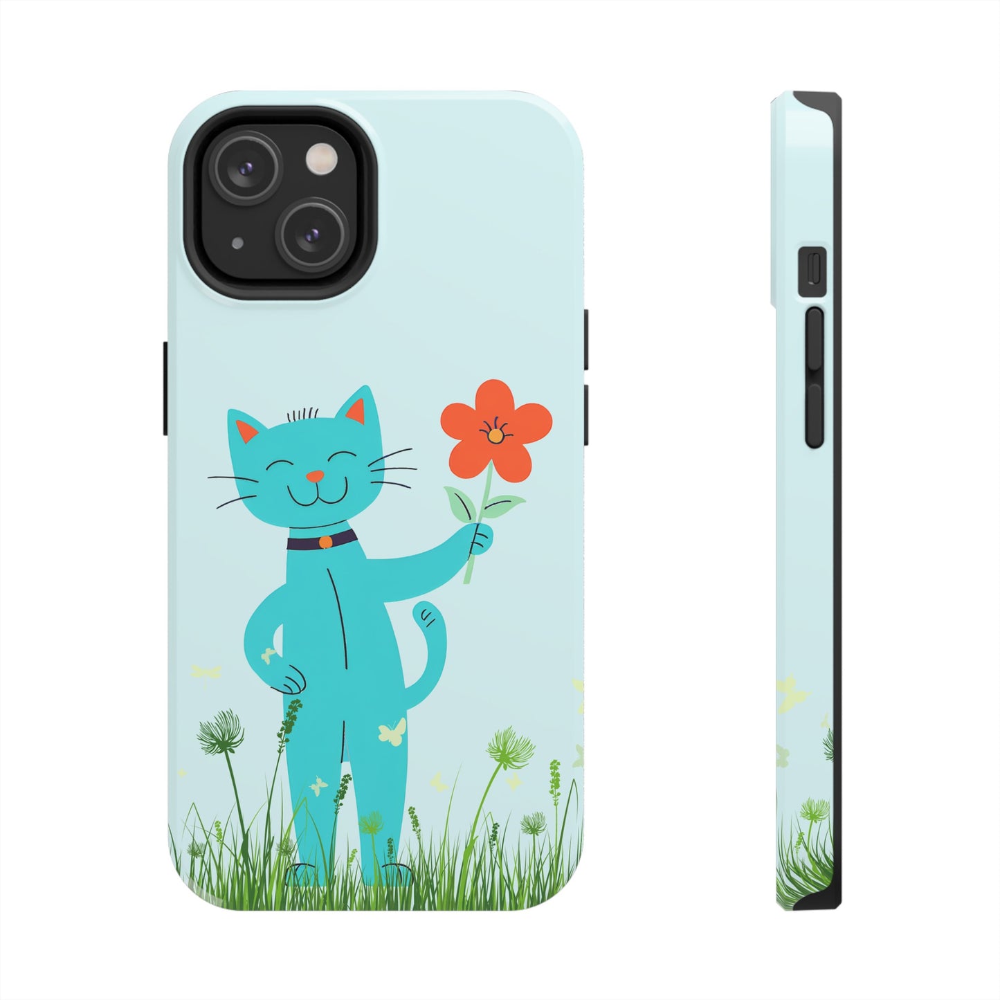 Happy Cat Giving You a Flower iPhone Case