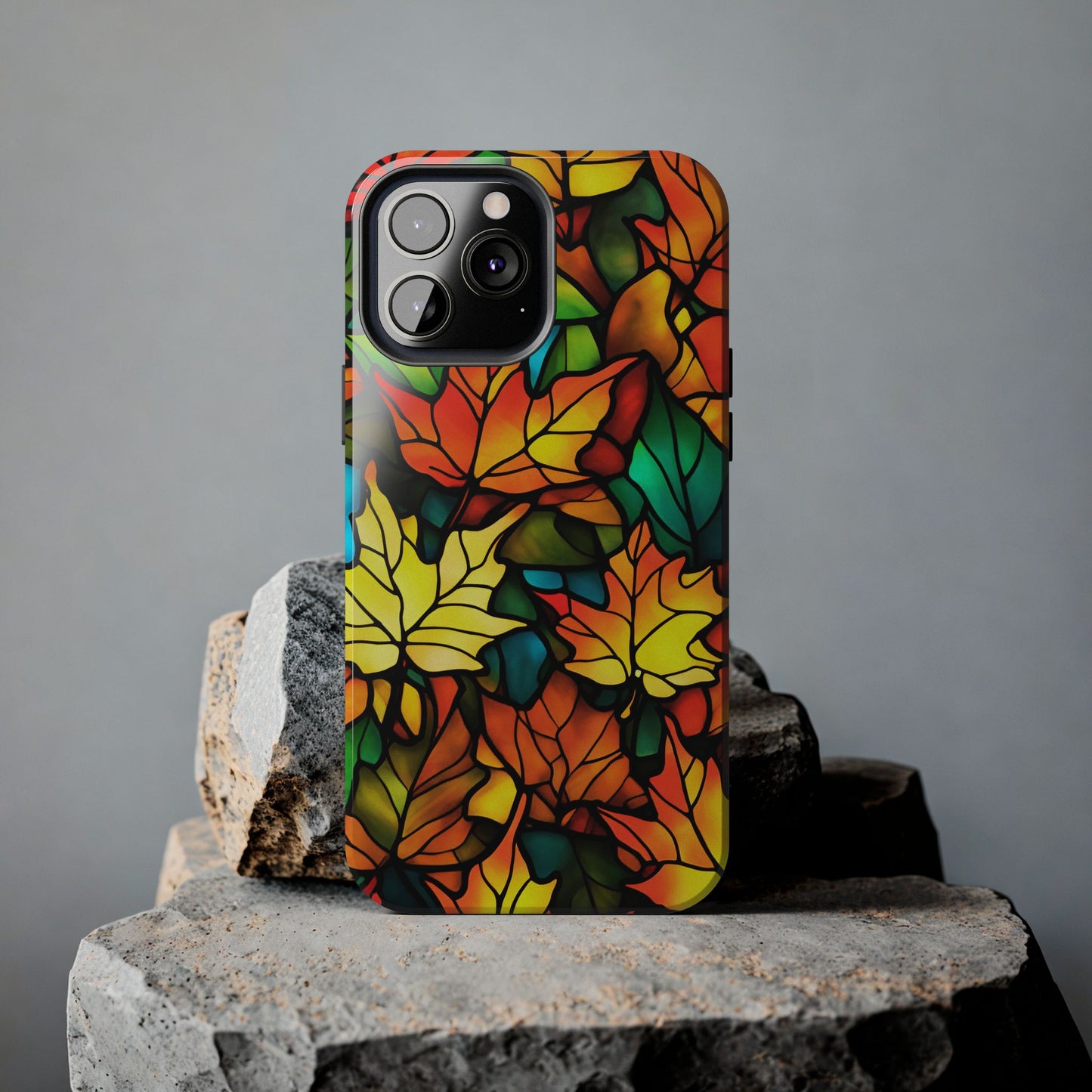 Fall Leaves iPhone Case Stained Glass Effect