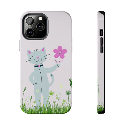 Happy Cat Giving You a Flower iPhone Case