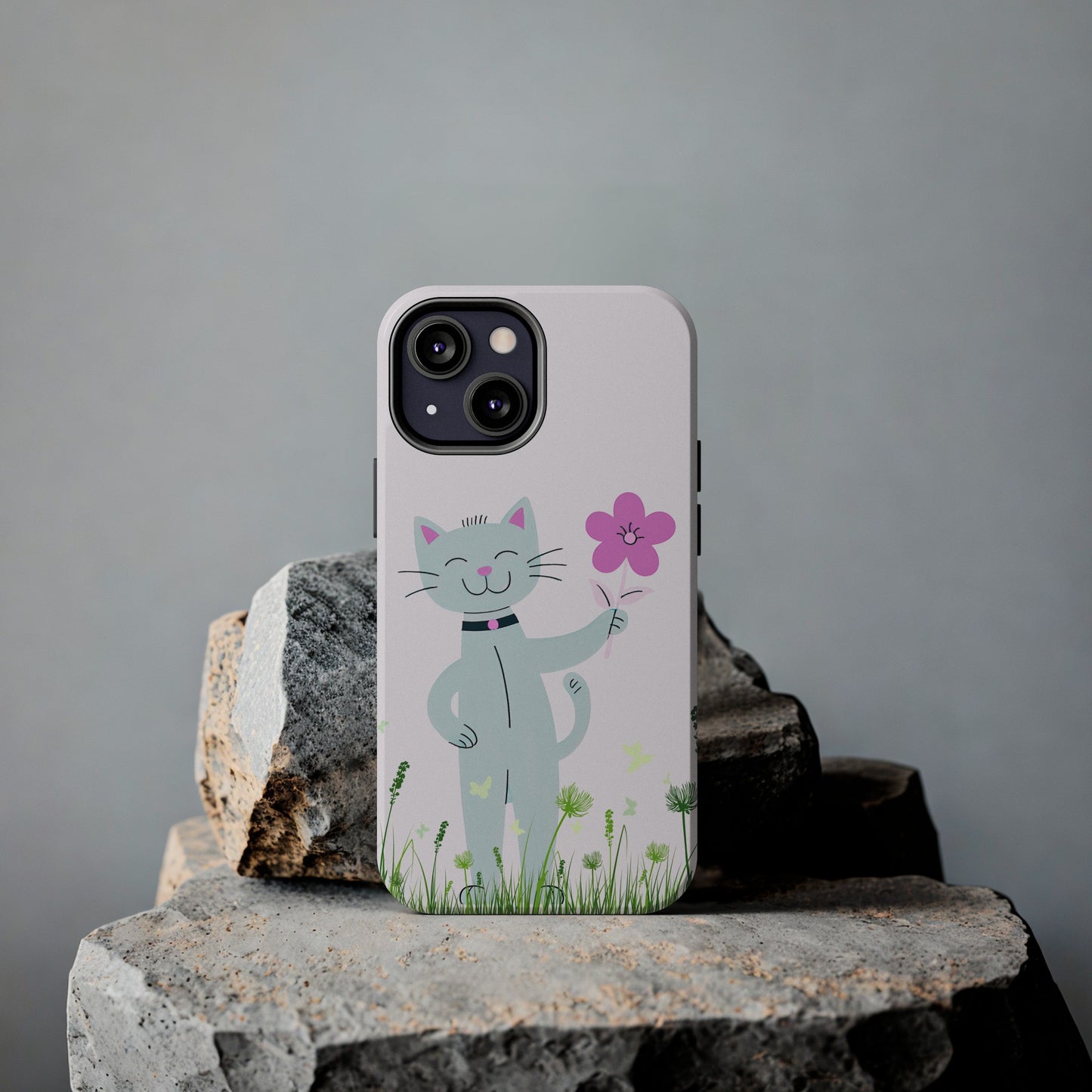 Happy Cat Giving You a Flower iPhone Case