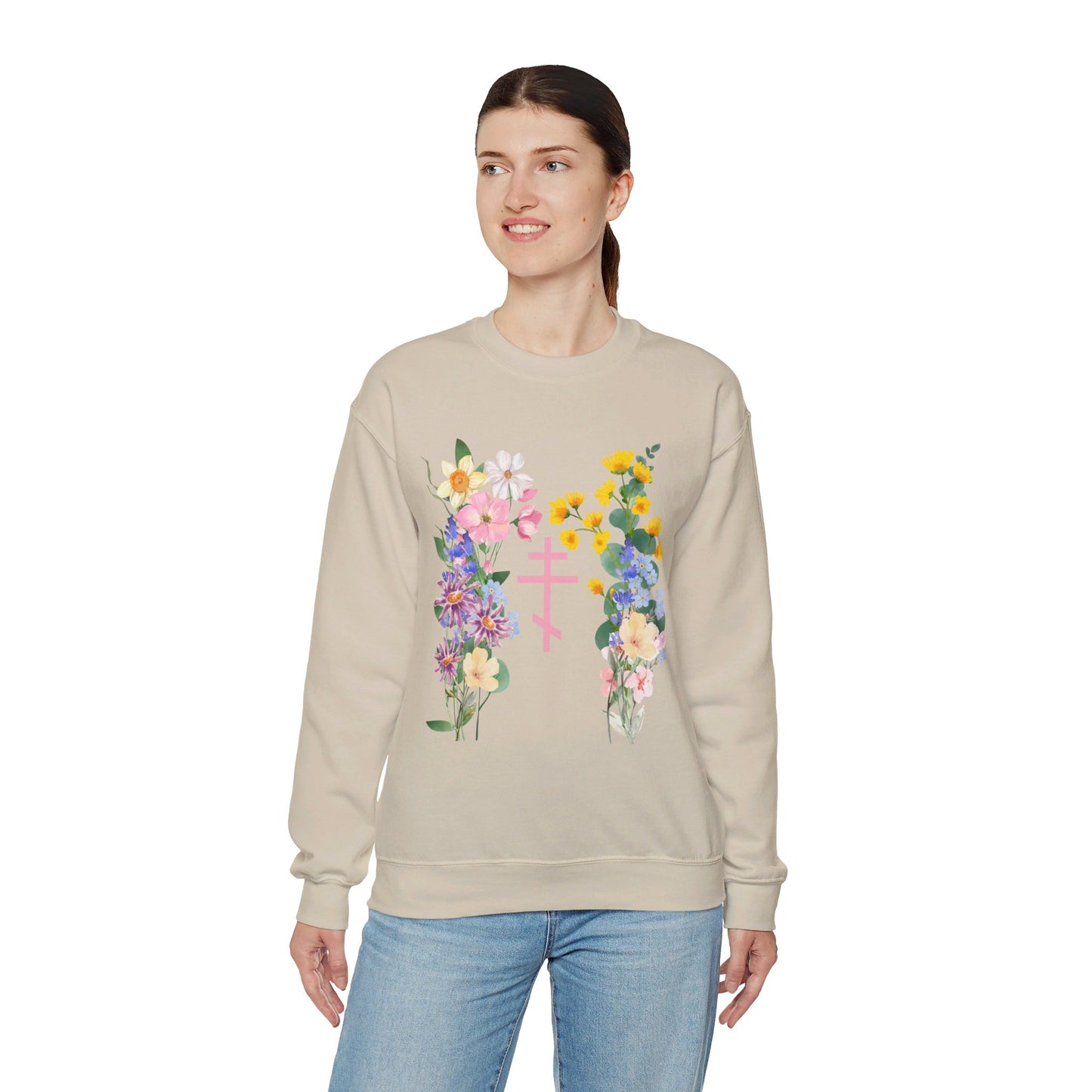 Wildflower Orthodox Cross Crewneck Sweatshirt