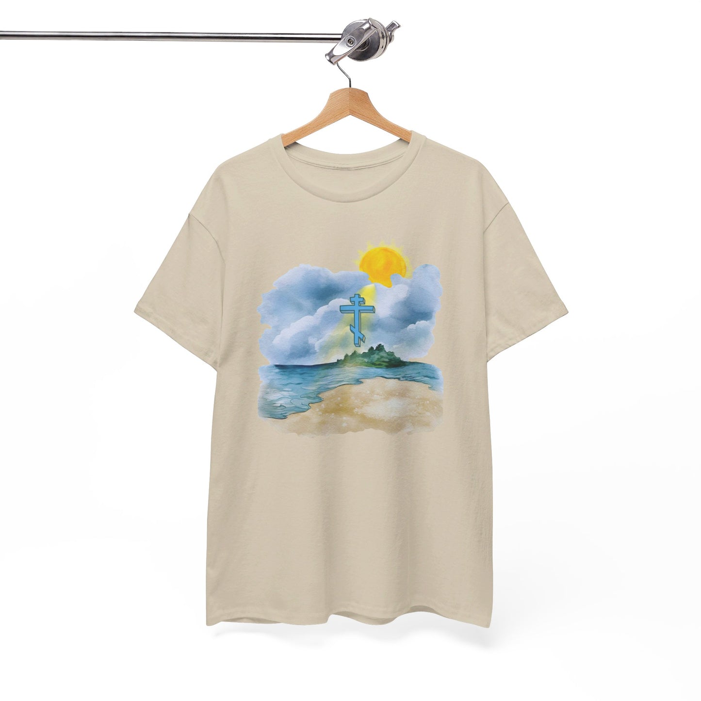 Orthodox Cross Beach Scene T-Shirt