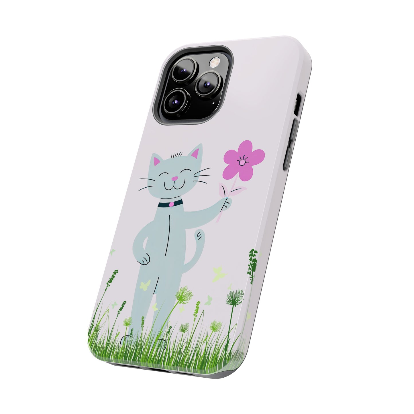 Happy Cat Giving You a Flower iPhone Case