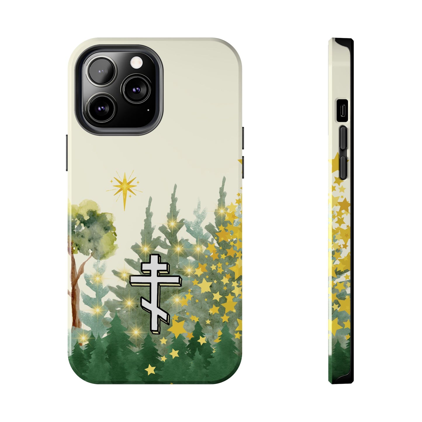 Orthodox Cross Christmas Forest Star Lights Tough iPhone Case