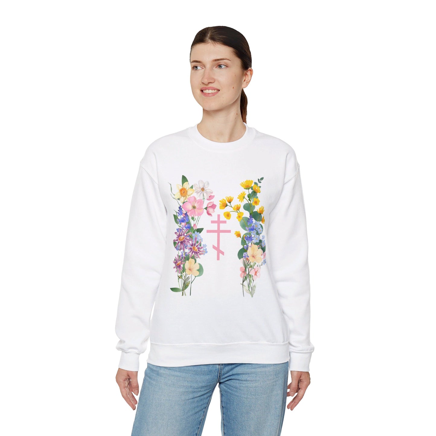 Wildflower Orthodox Cross Crewneck Sweatshirt