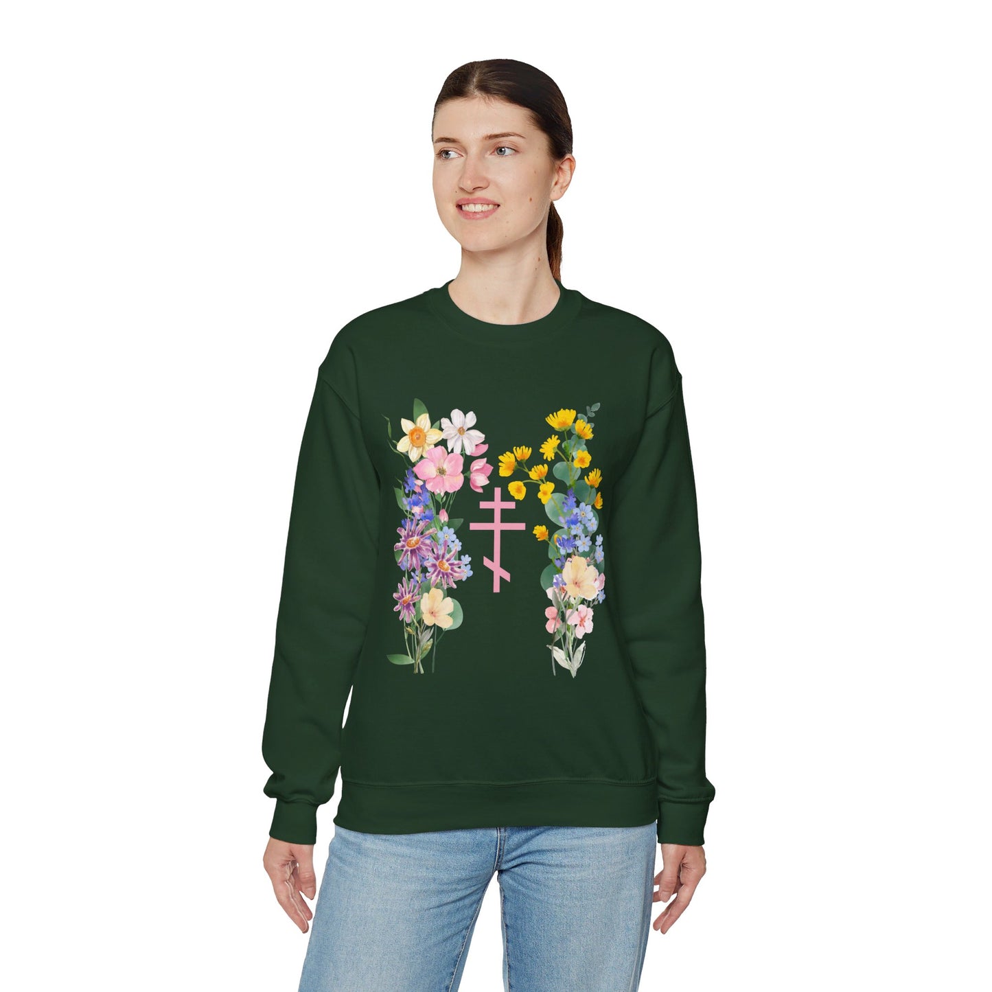 Wildflower Orthodox Cross Crewneck Sweatshirt