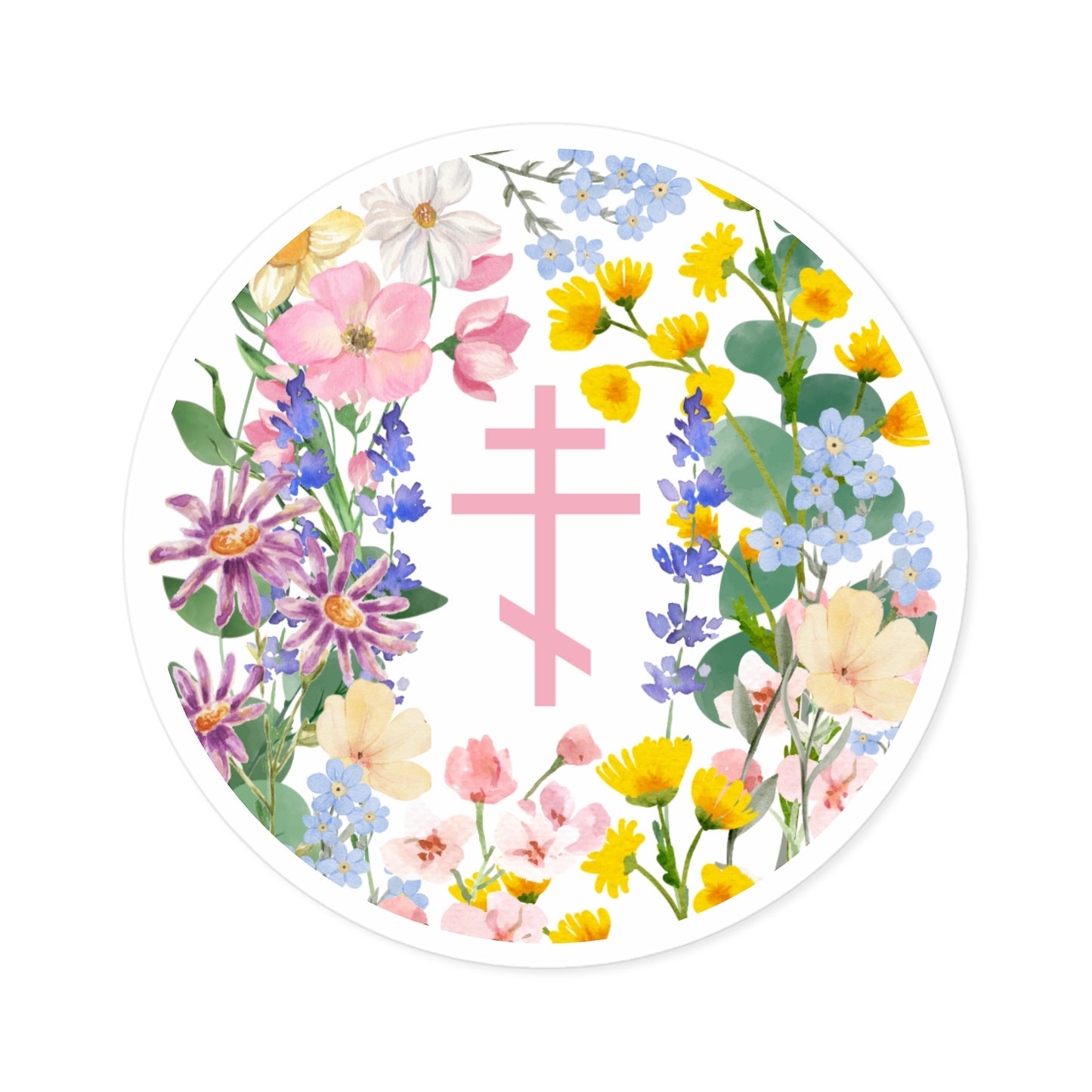 Floral Orthodox Cross Sticker